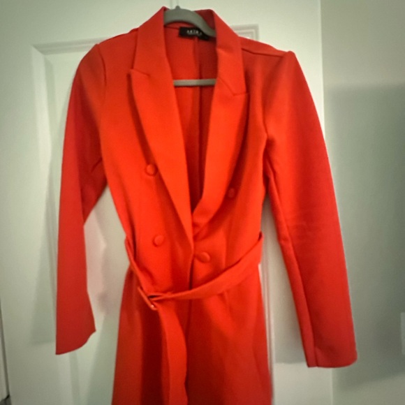Women's Red Double-Breasted Coat - Picture 1 of 3